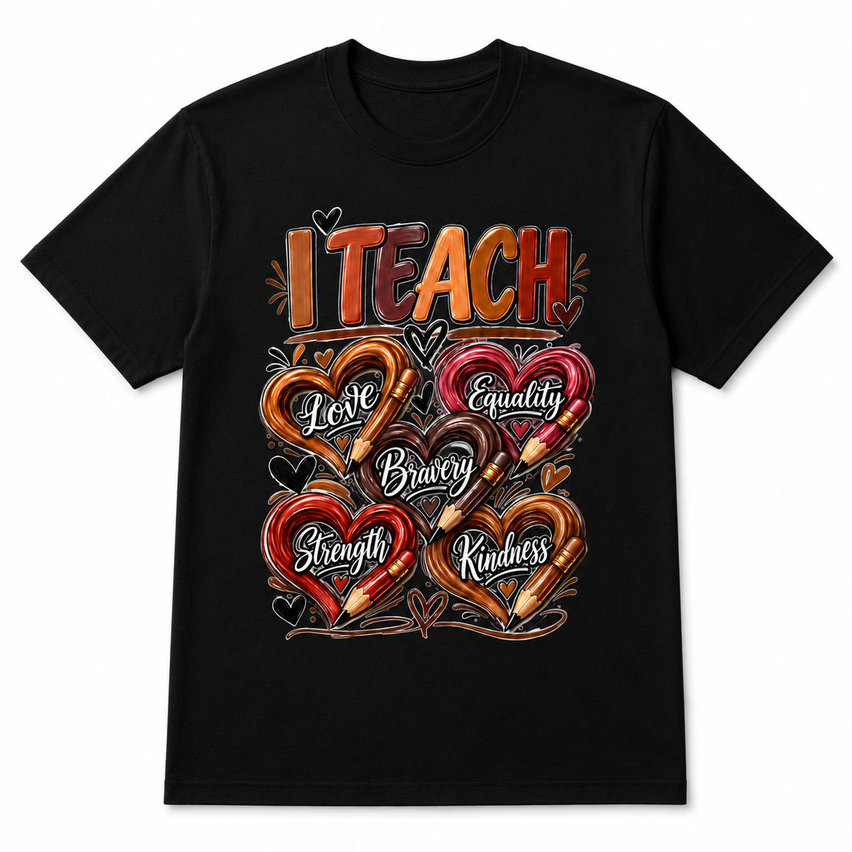 I Teach Love Equality Bravery Strength Kindness T-Shirt